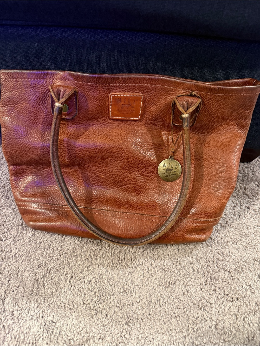 Will Leather Goods Rustic Chestnut Leather Shoulder Tote